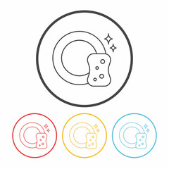washing dishes line icon