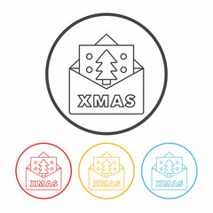 Obraz premium Christmas card line icon