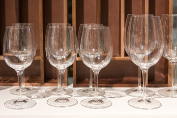 Empty wine glasses in a banquet