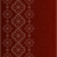 Filigree seamless lace golden border on brown.