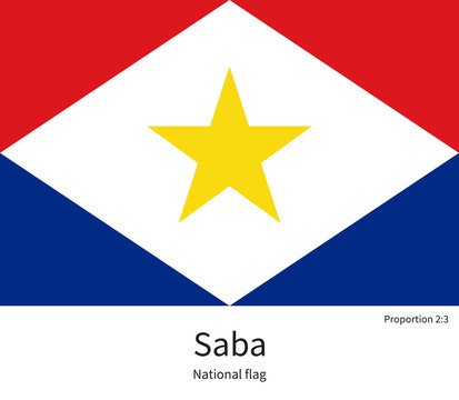 National flag of Saba with correct proportions, element, colors