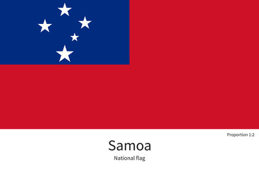 National flag of Samoa with correct proportions, element, colors
