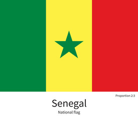 National flag of Senegal with correct proportions, element, colors