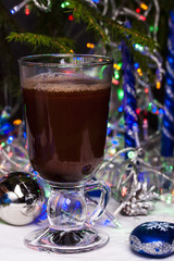 hot chocolate in a tall glass