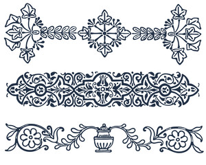 Fototapeta premium vintage border frame filigree engraving with retro ornament pattern