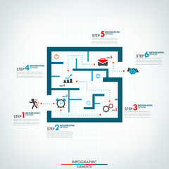 Infographic Process Template with Line Style Arrow