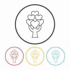 love tree line icon