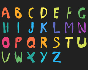 Hand drawn child English alphabet Color Bold