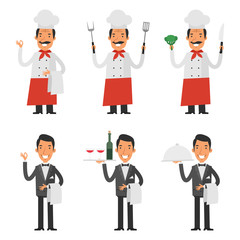 Set characters chef and waiter