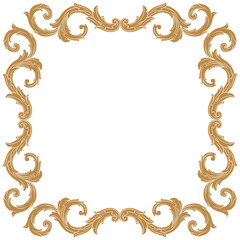 Premium Gold vintage baroque frame scroll ornament engraving border floral retro pattern antique style acanthus foliage swirl decorative design element filigree calligraphy