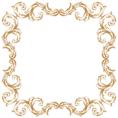 Premium Gold vintage baroque frame scroll ornament engraving border floral retro pattern antique style acanthus foliage swirl decorative design element filigree calligraphy