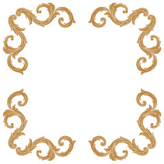 Premium Gold vintage baroque frame scroll ornament engraving border floral retro pattern antique style acanthus foliage swirl decorative design element filigree calligraphy