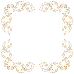 Premium Gold vintage baroque frame scroll ornament engraving border floral retro pattern antique style acanthus foliage swirl decorative design element filigree calligraphy