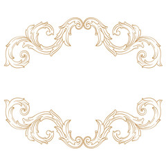 Premium Gold vintage baroque frame scroll ornament engraving border floral retro pattern antique style acanthus foliage swirl decorative design element filigree calligraphy