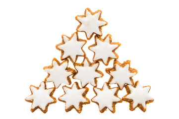 Christmas star shaped cookie with white icing