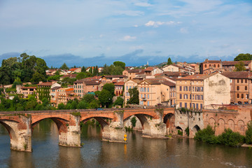 Obraz premium View of the August bridge in Albi, France