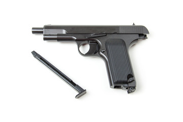 Disassembled gun, isolated