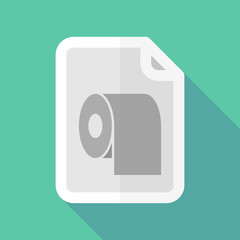 Long shadow document vector icon with a toilet paper roll