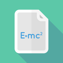 Long shadow document vector icon with the Theory of Relativity f