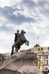 Russia. Petersburg. Monument to tsar Peter 1, "Bronze Horseman"...