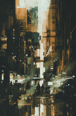 Fototapeta premium narrow alley,illustration painting
