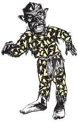 ZOMBIE in pajamas, vector illustration.