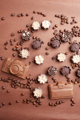chocolate candies and coffee beans