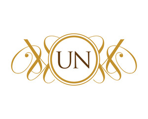 UN Luxury Ornament initial Logo