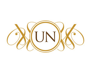 UN Luxury Ornament initial Logo