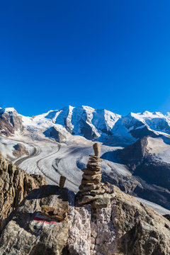 Piz Palu massive and Morteratsch glacier