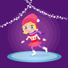 Girl skating at the ice rink.