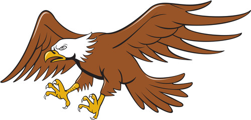 Naklejka premium American Bald Eagle Swooping Cartoon