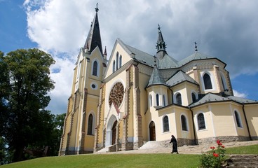 Fototapeta na wymiar Basilica of Visitation of Virgin Mary on the Marianska hora near town Levoca, northern Slovakia
