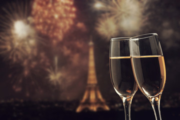 Celebration of the New Year in Paris, France