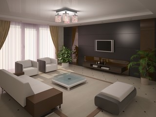 Luxurious and stylish living room in a minimalist style .