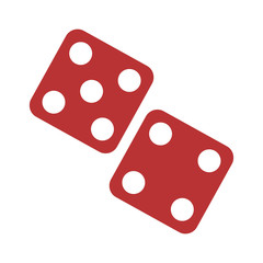 Red gambling dice flat icon for apps and websites