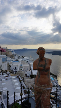 landscape around grrece town fira on santorini