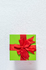 Christmas still life with gifts in snow