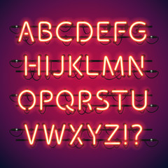 Glowing Neon Bar Alphabet - obrazy, fototapety, plakaty