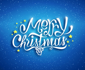 Fototapeta na wymiar Merry Christmas greetings card with lettering