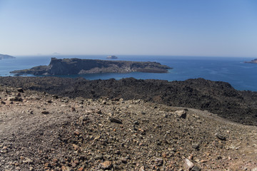 Fototapeta na wymiar At the crater of Santorini, Greece