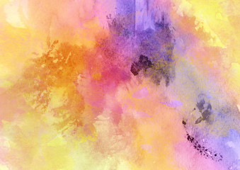 Orange and Violet Colorful Watercolor Background.