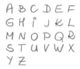 Handwritten uppercase alphabeth - made by transparent brush