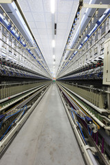 Obraz premium Spinning mill workshop, the spinning equipment is running
