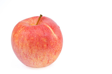 Sweet red apple on white background