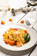 Pasta with pumpkin sauce