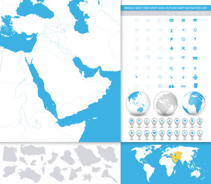 Middle East And Asia Contour Map