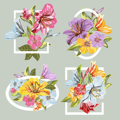 A Vector collection frame of Flower Bouquets
