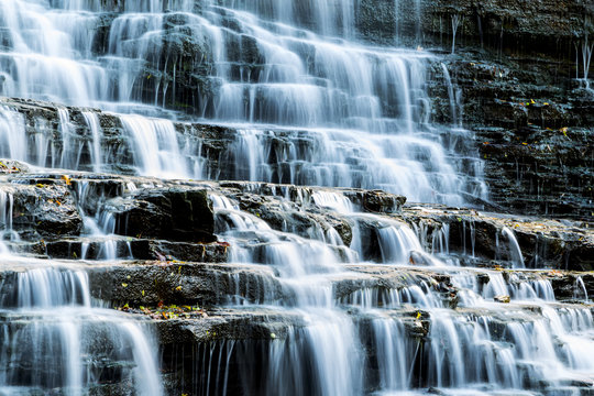 Scenic Cascading Waterfalls in Southern Ontario Autumn