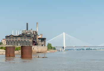 St Louis, architecture, river and bridges Missouri,USA. The Stan Musial Veterans Bridge.